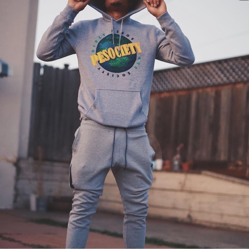 Dirty Pesos x Ace Society Pesociety Gray Graphic Hoodie Small